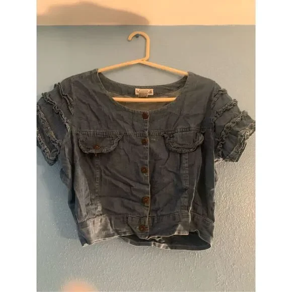 Vintage Denim Top Size Small - Picture 1 of 6